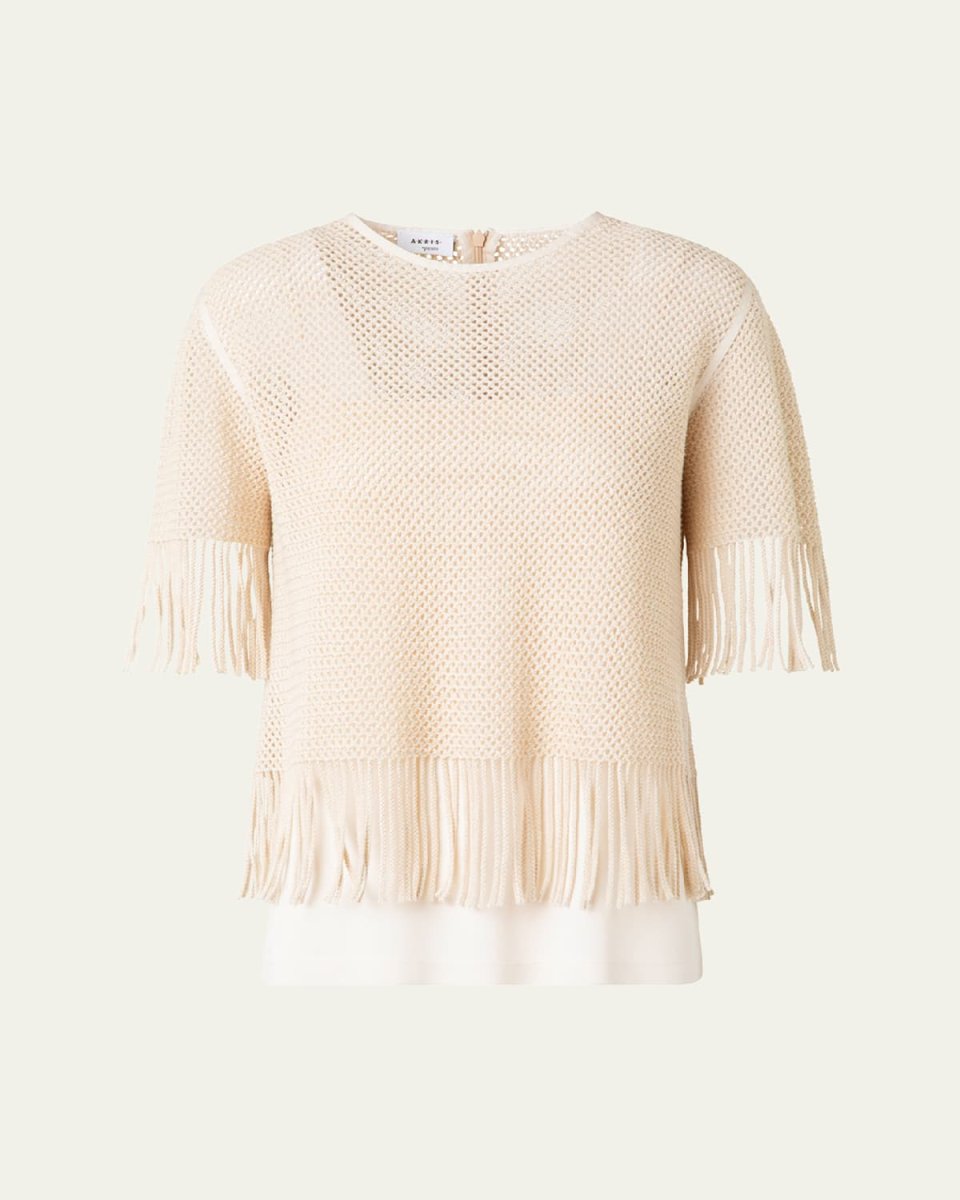 Fringe Cotton Mesh Blouse